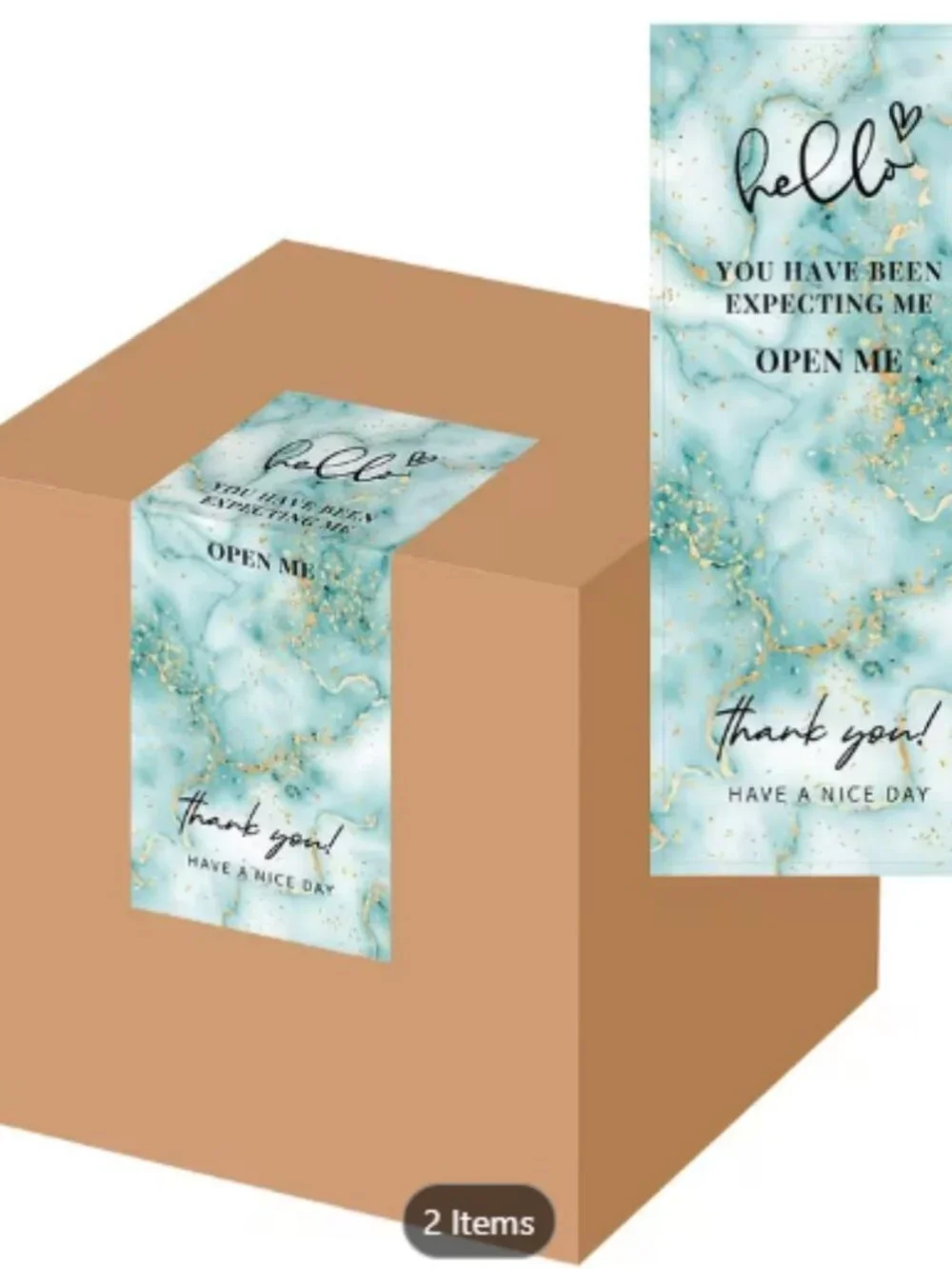 50 Green Marble Package Sealing Stickers - Green and Gold